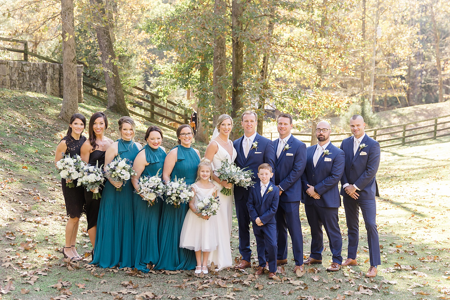 bridal party portraits from Swann Lake Stables Wedding