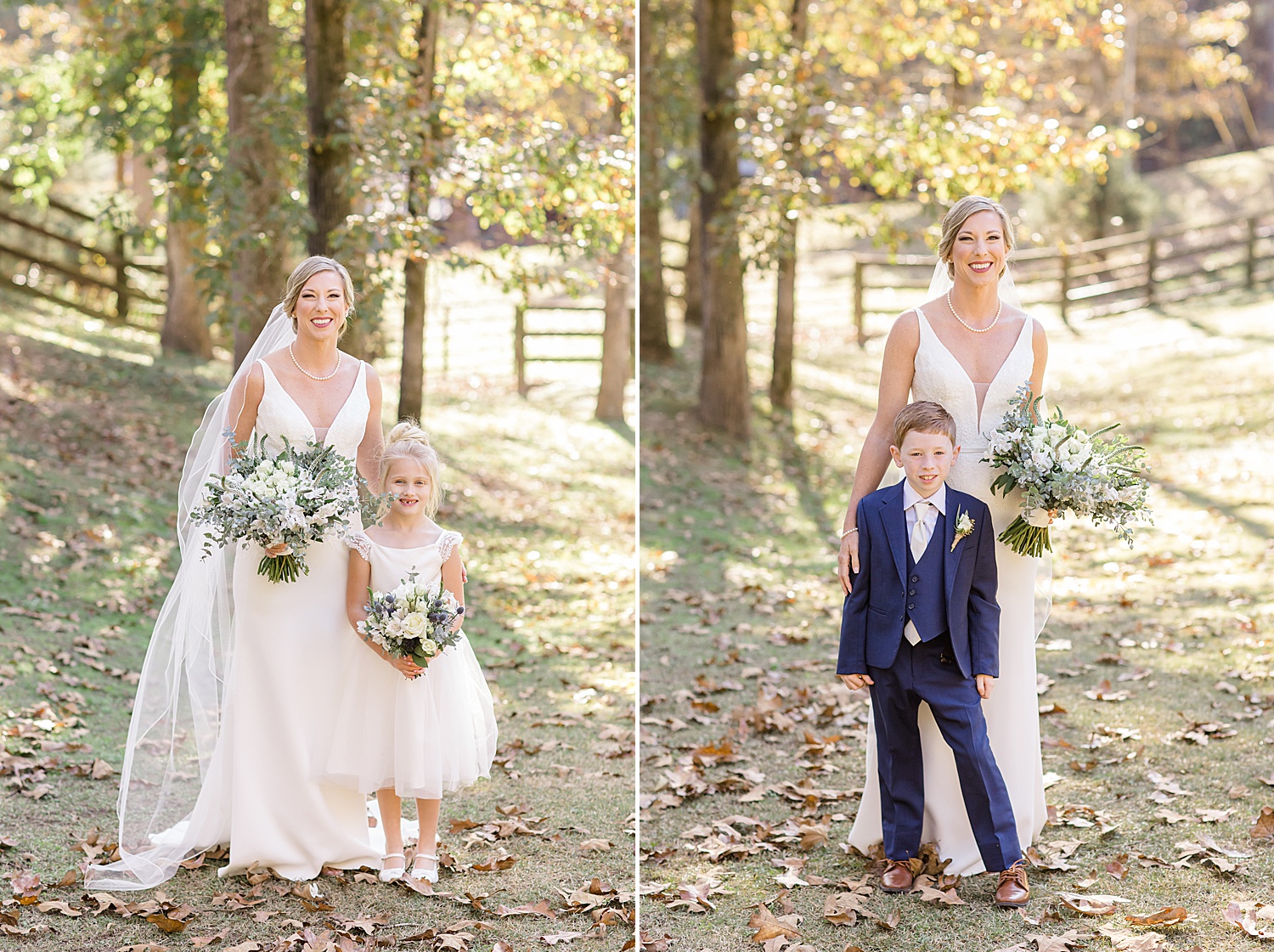 bride with flower girl and ring bearer