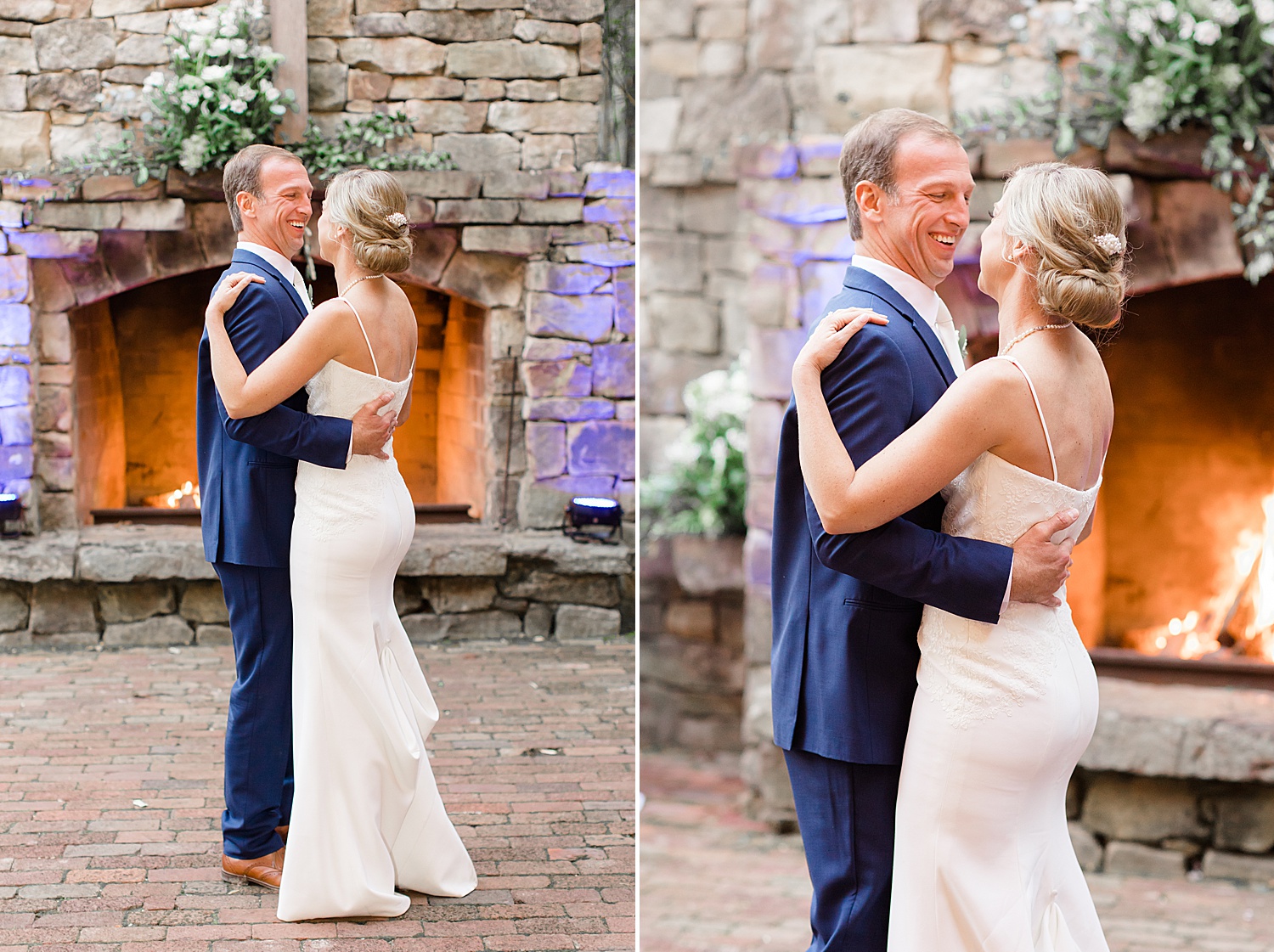 bride and groom share their first dance at wedding reception