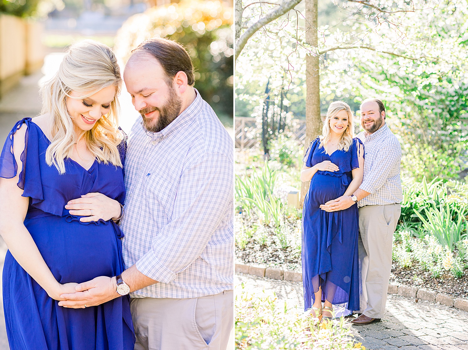 husband and wife capture maternity portraits at Birmingham Botanical Gardens