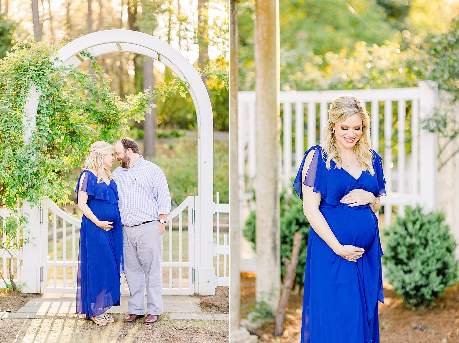 couple in the gardens of Birmingham Botanical Gardens for maternity session