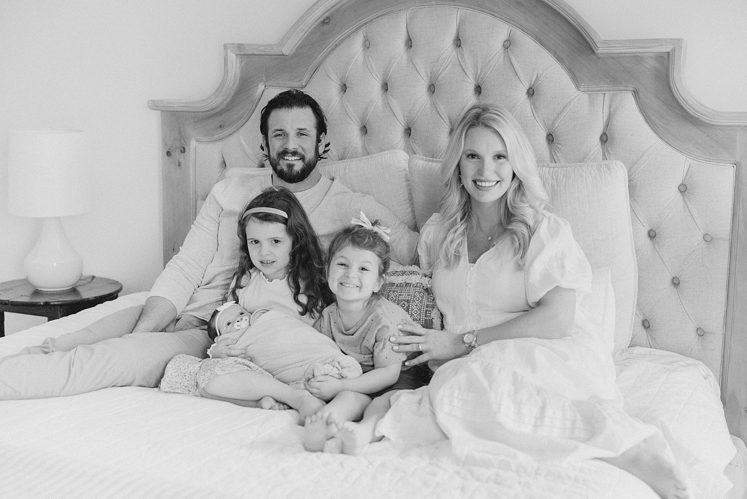 black and white photo of lifestyle family session in Birmingham AL