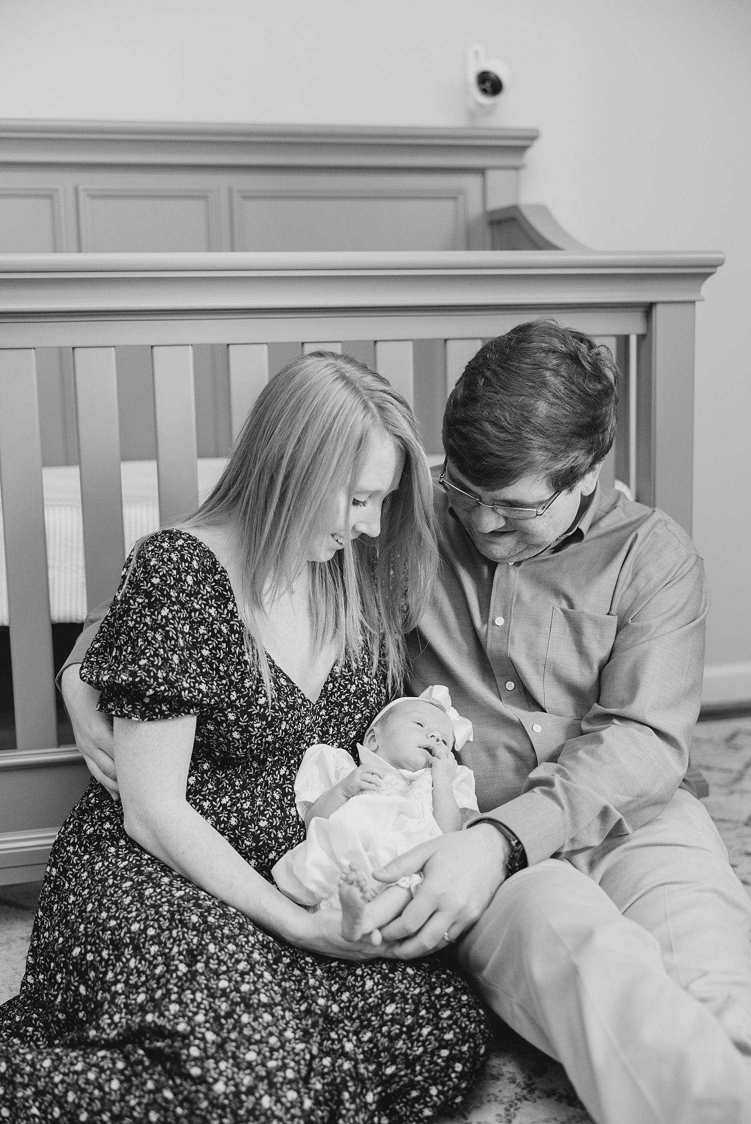 new family of 3 during In-Home Newborn Session