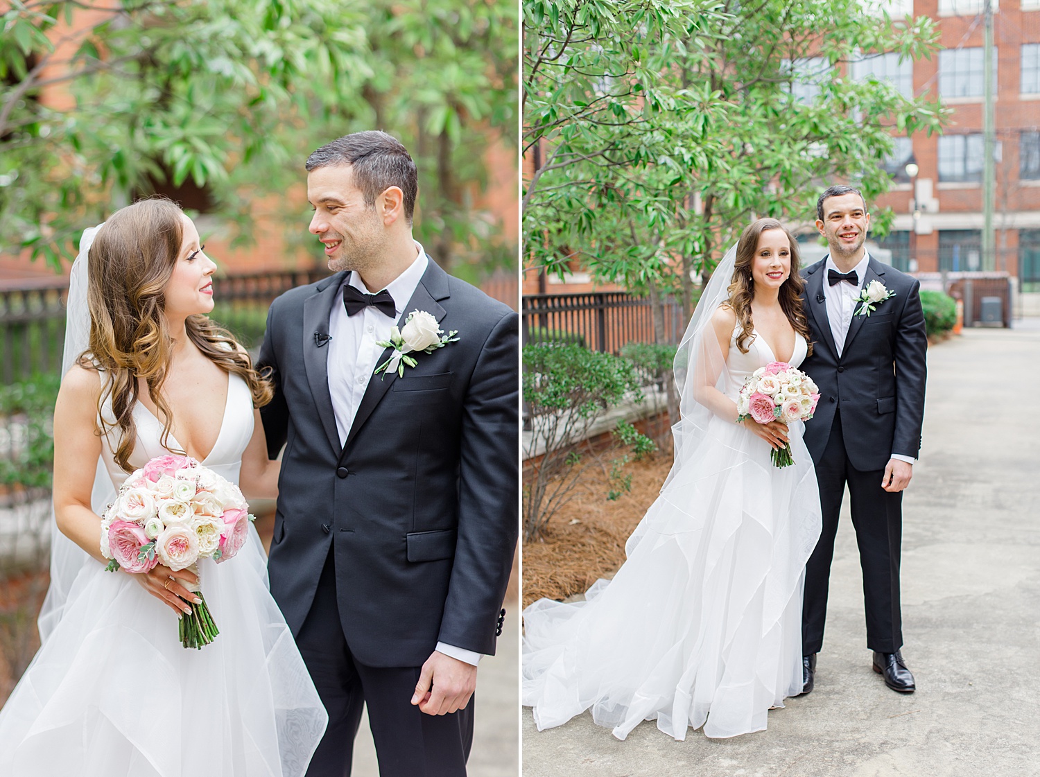 wedding portraits outside of Cathedral of Saint Paul in Downtown Birmingham