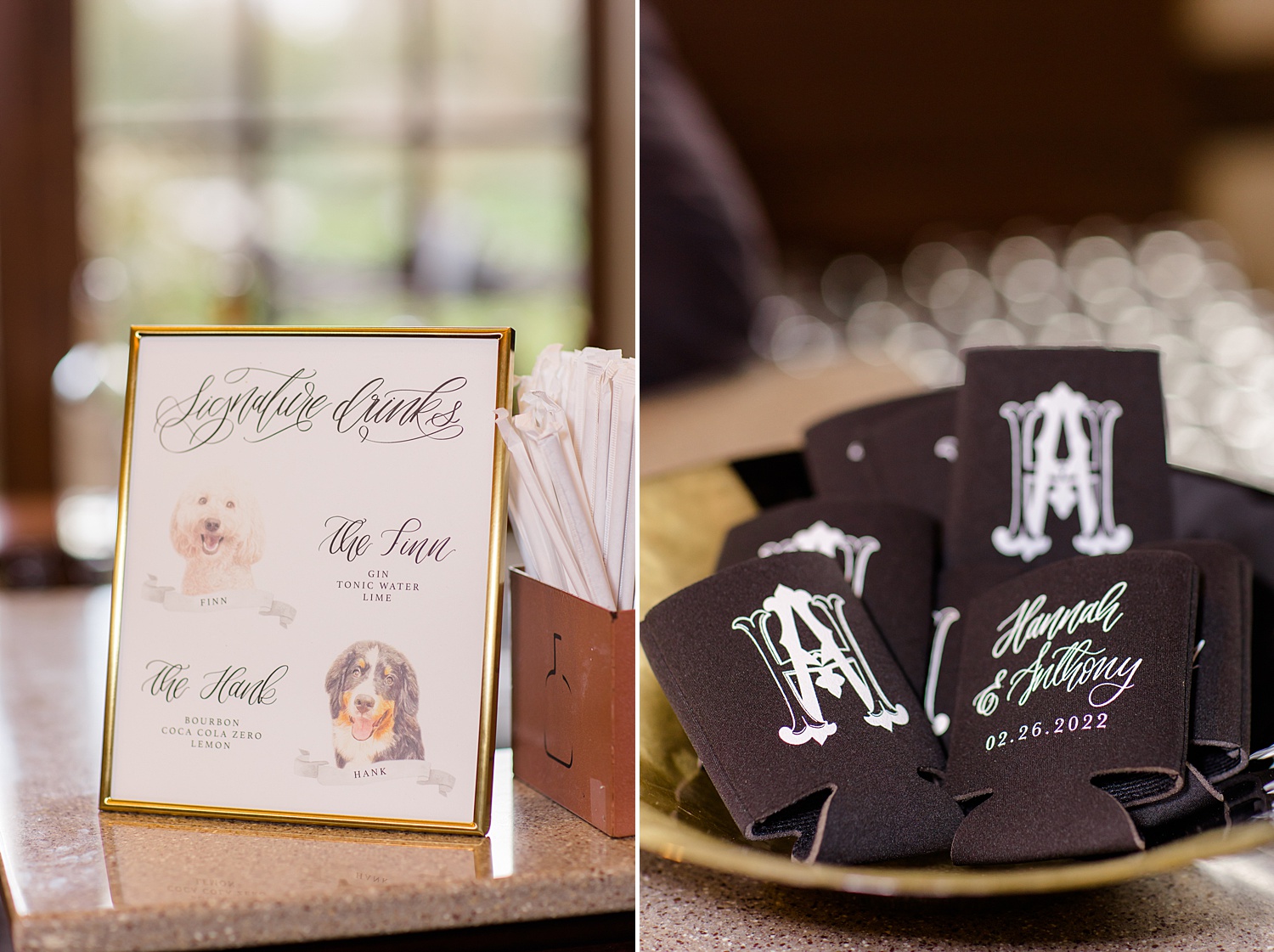 signature drink sign and wedding favor