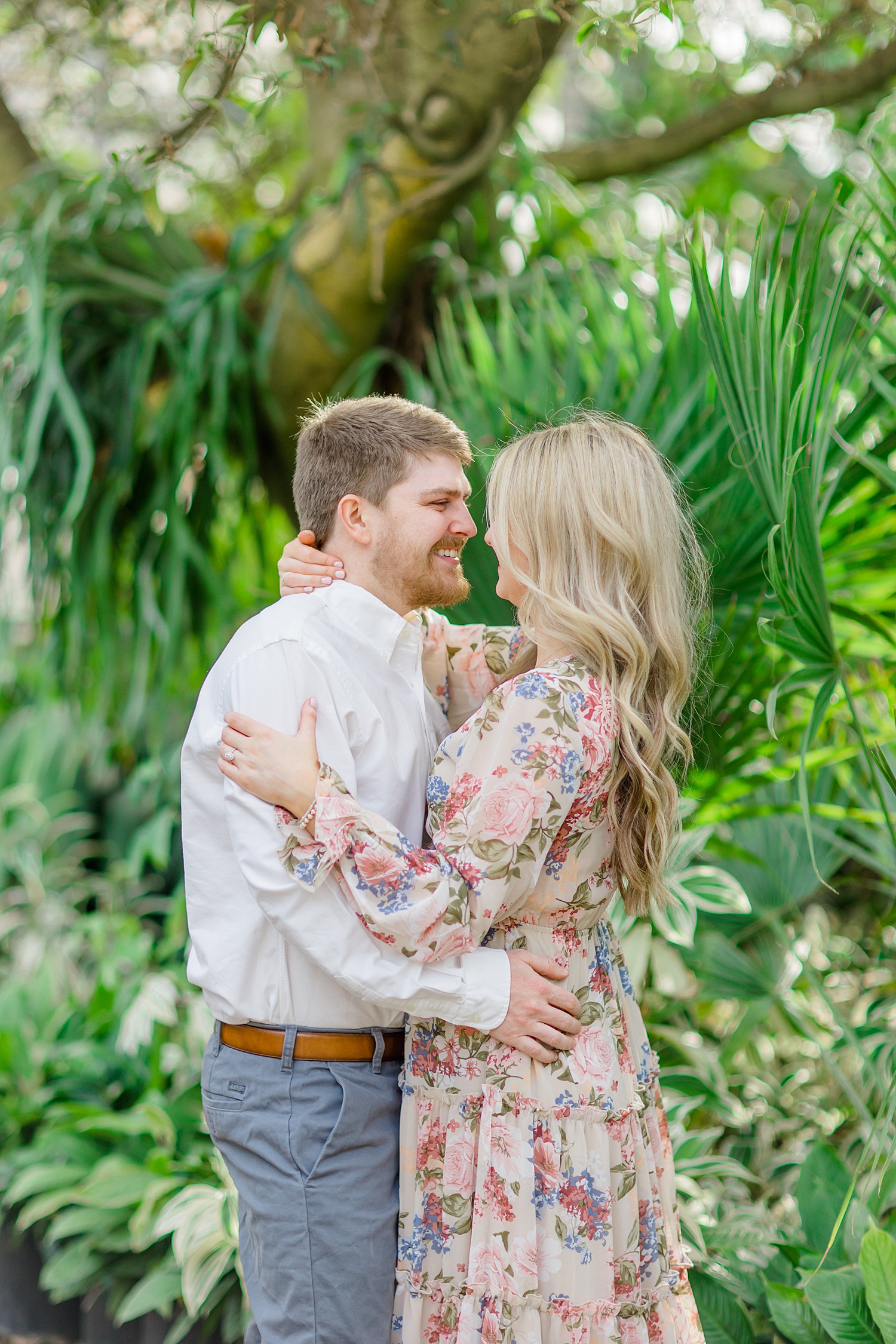 candid moment of couple captured by Birmingham AL engagement photographer