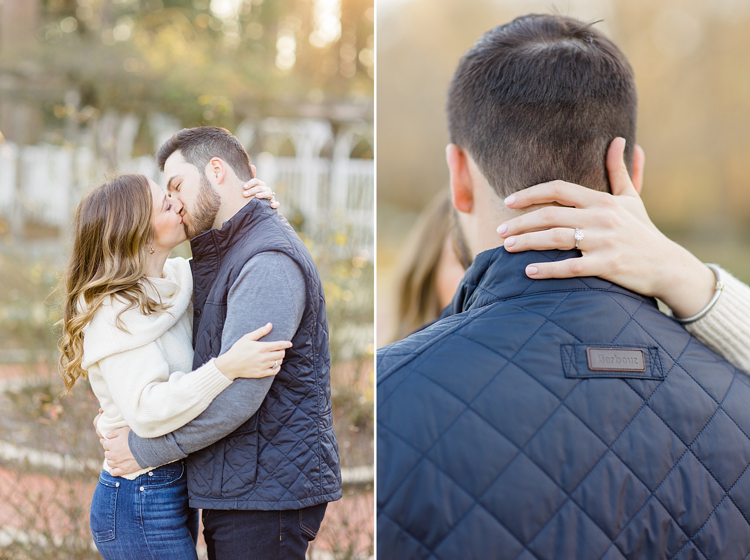 couple kiss during engagement session