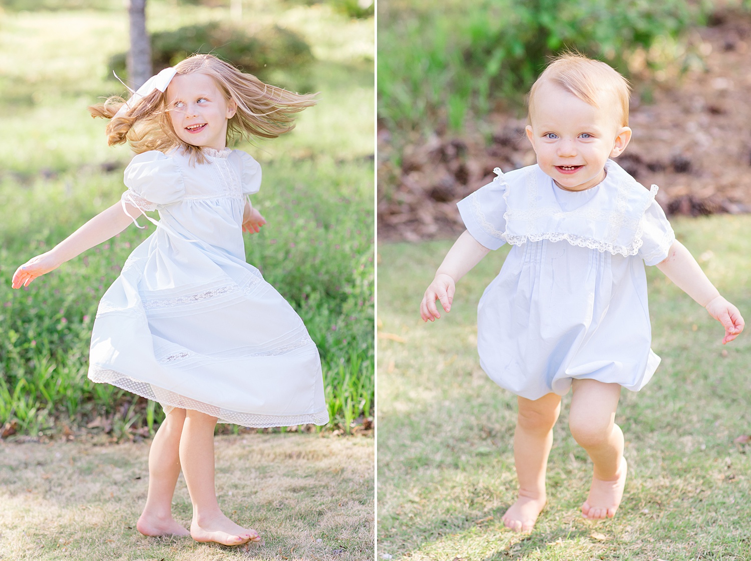 individual portraits of two little girls who are sisters