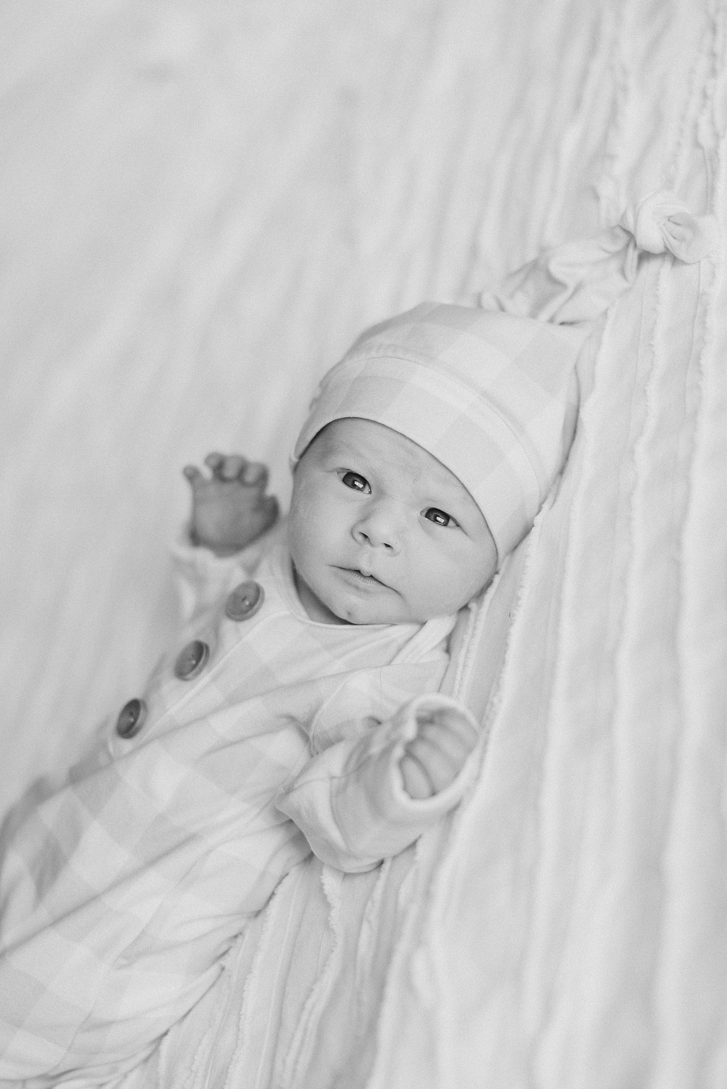 black and white image of newborn boy