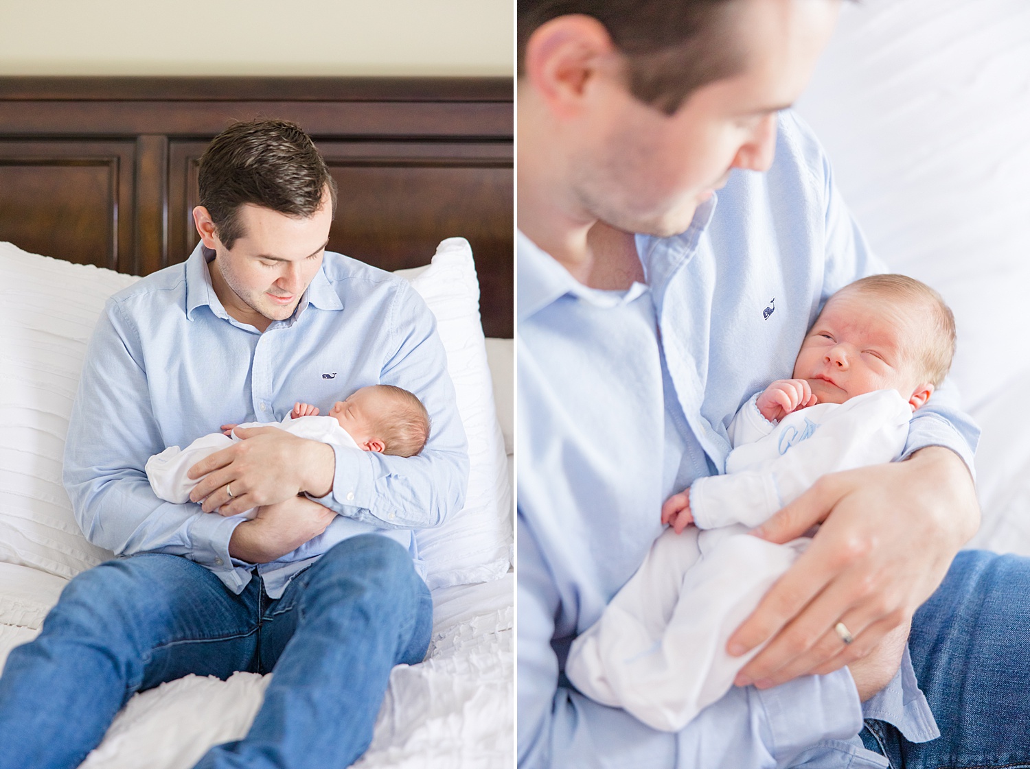 dad holding his son during Birmingham In-Home Newborn Session