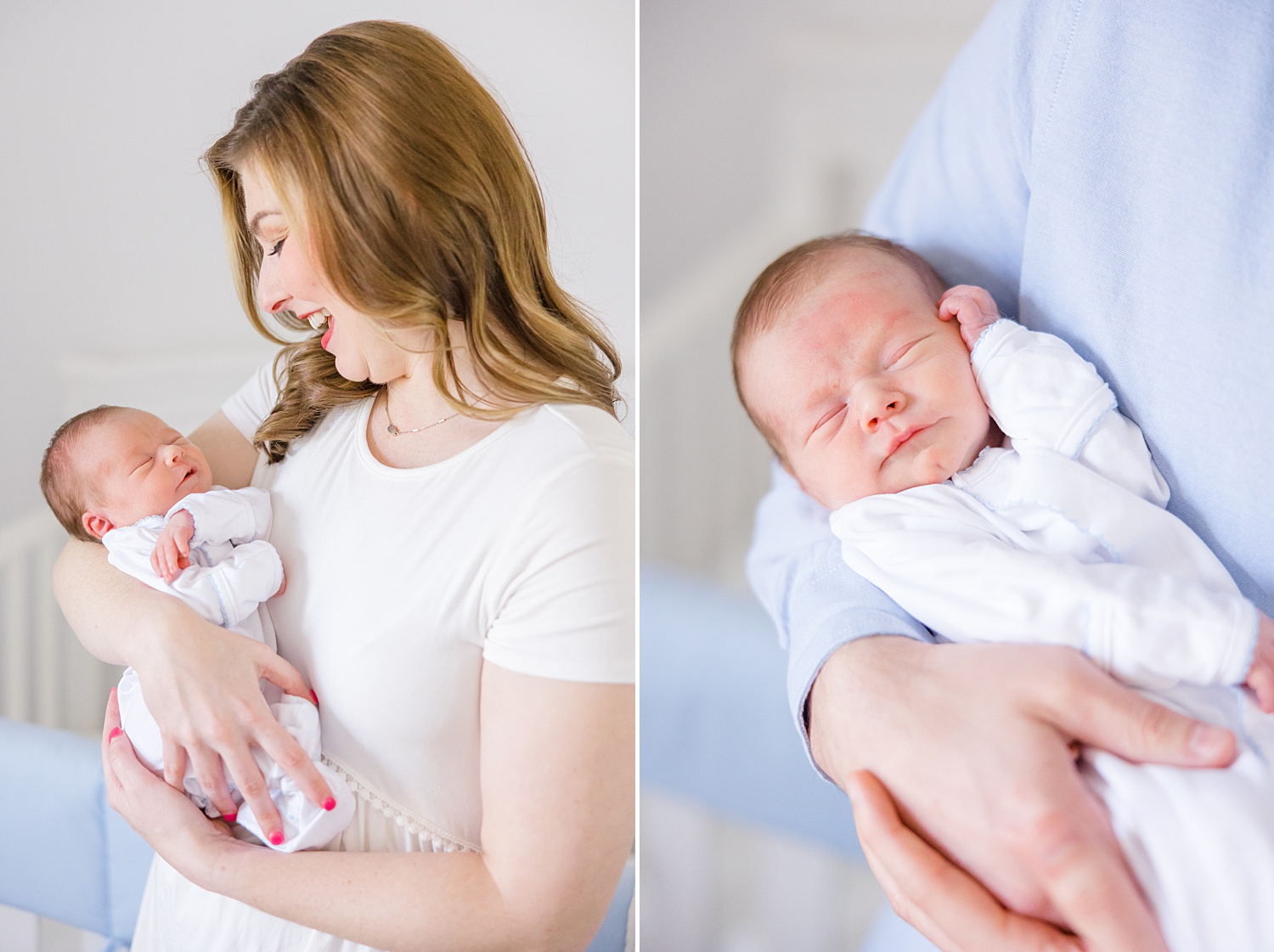Birmingham In-Home Newborn photographer captures parents holding their son