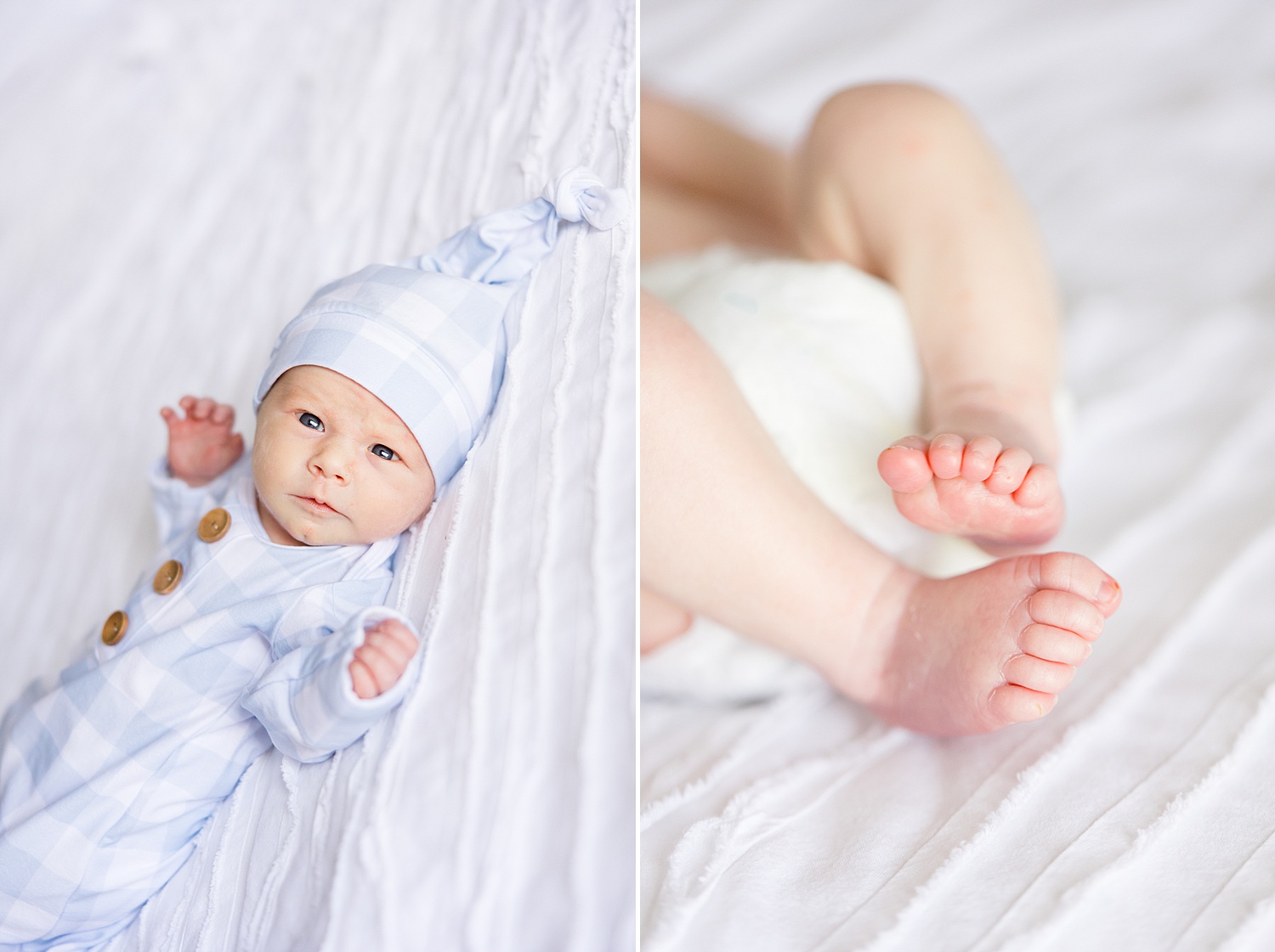 tiny feet of newborn baby boy