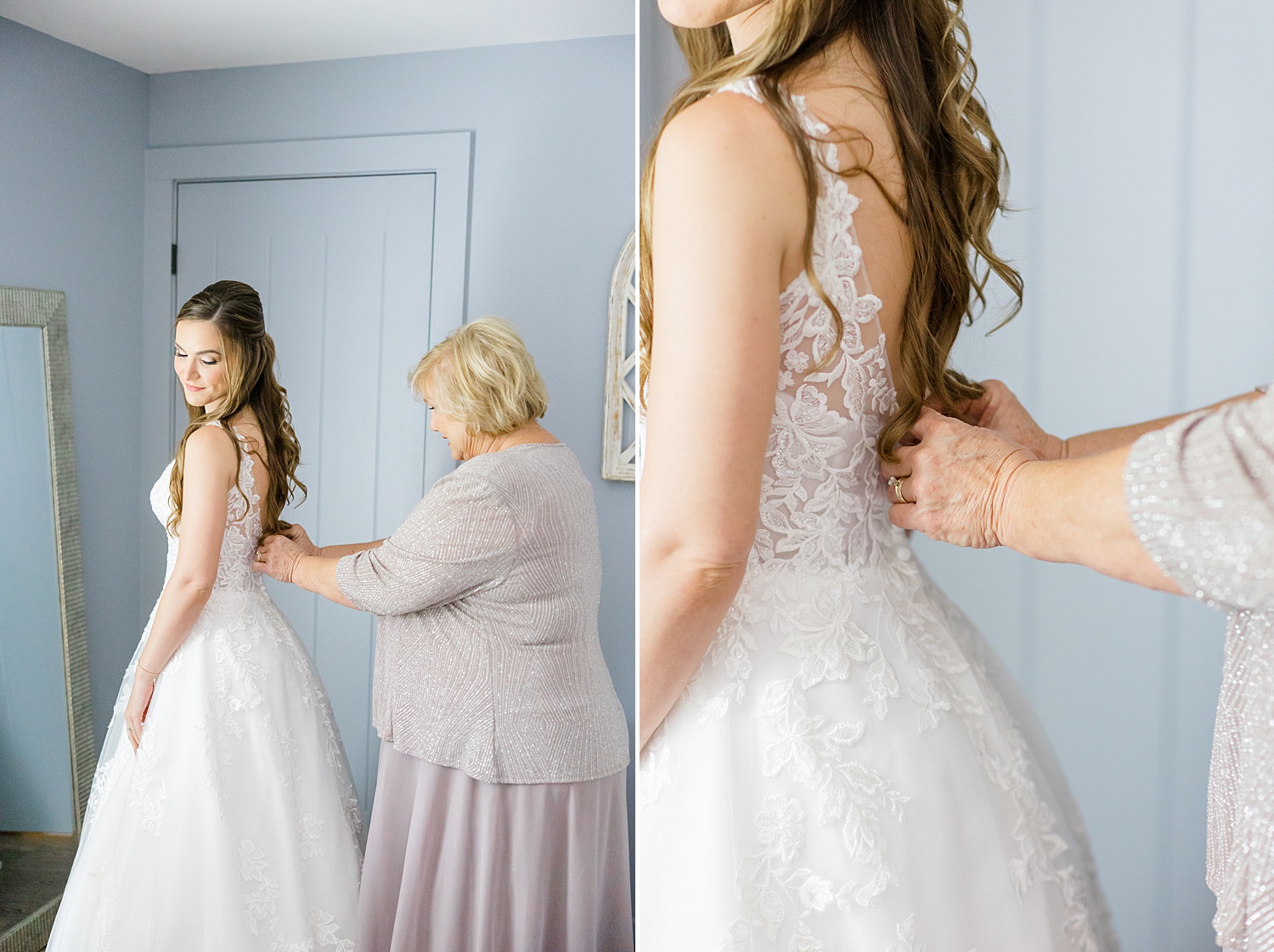 bride getting ready for her Romantic Spring Wedding at Weddings at Cabin Bluff in Springville, AL