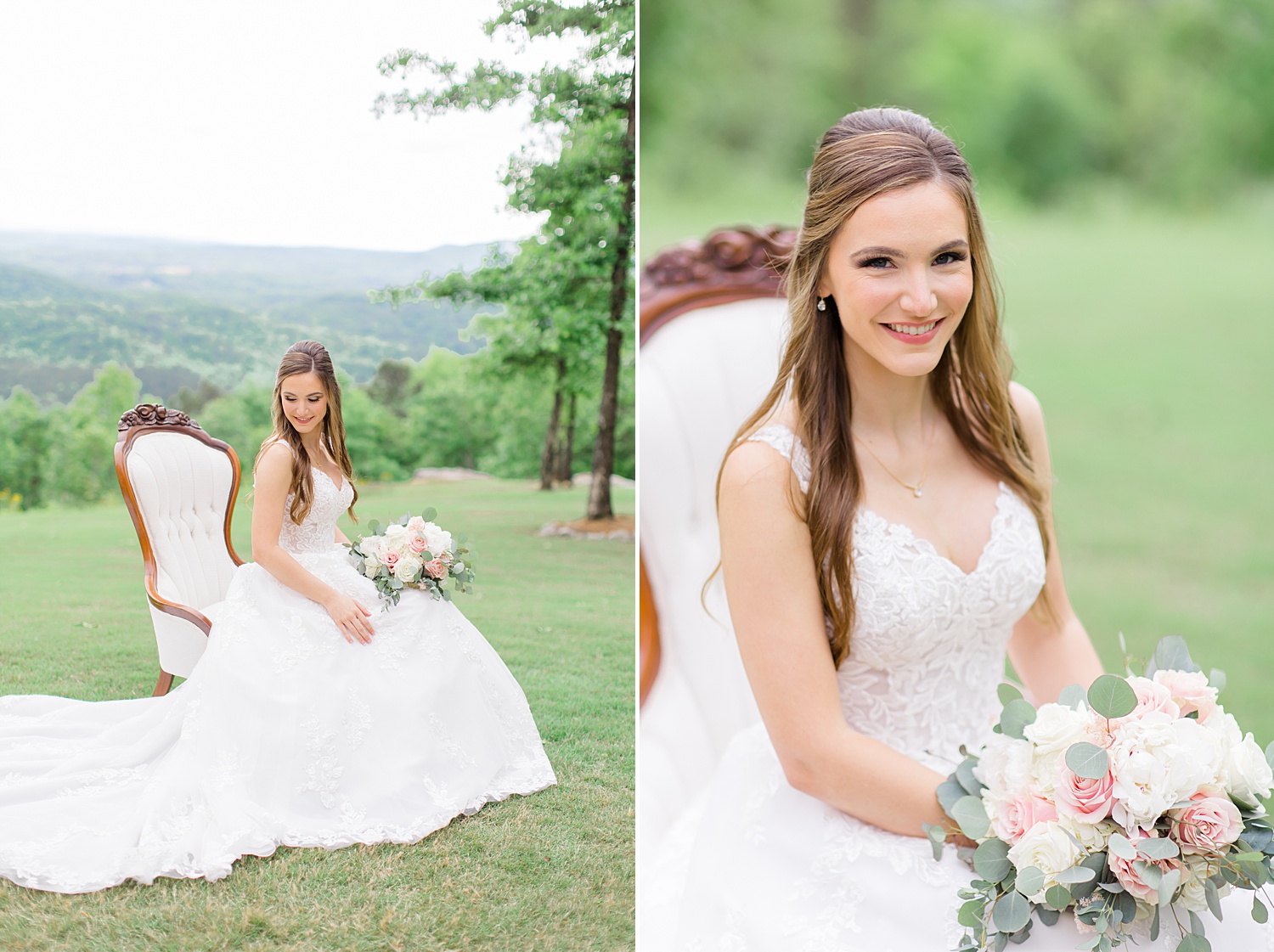 gorgeous bride holding a beautiful spring bouquet 