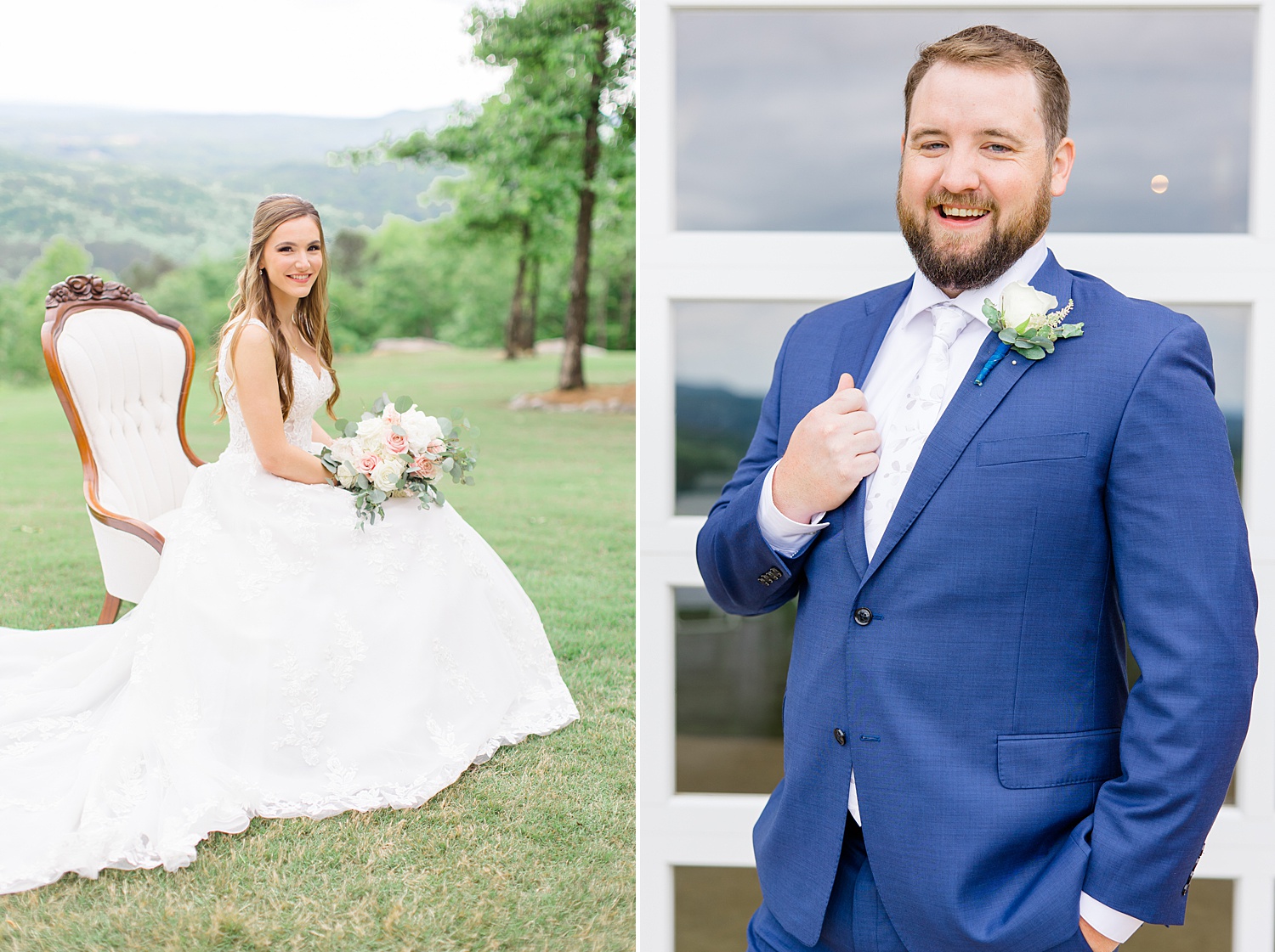 bride and groom before Romantic Spring Wedding ceremony at Weddings at Cabin Bluff in Springville, AL