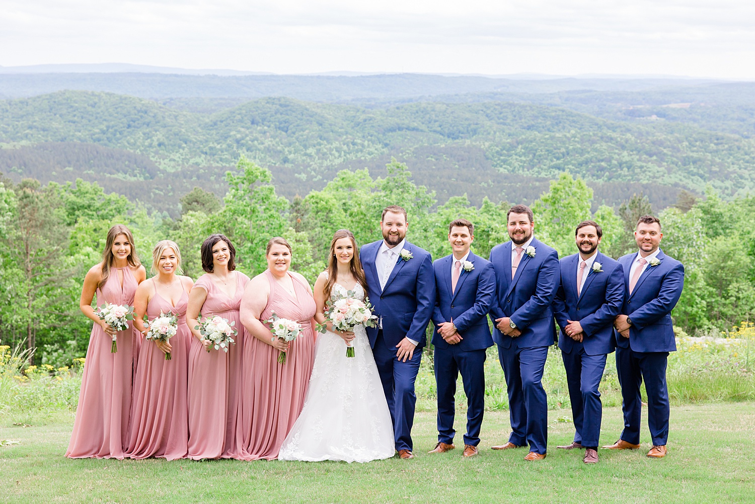 bridal party before romantic spring wedding at Weddings at Cabin Bluff in AL 