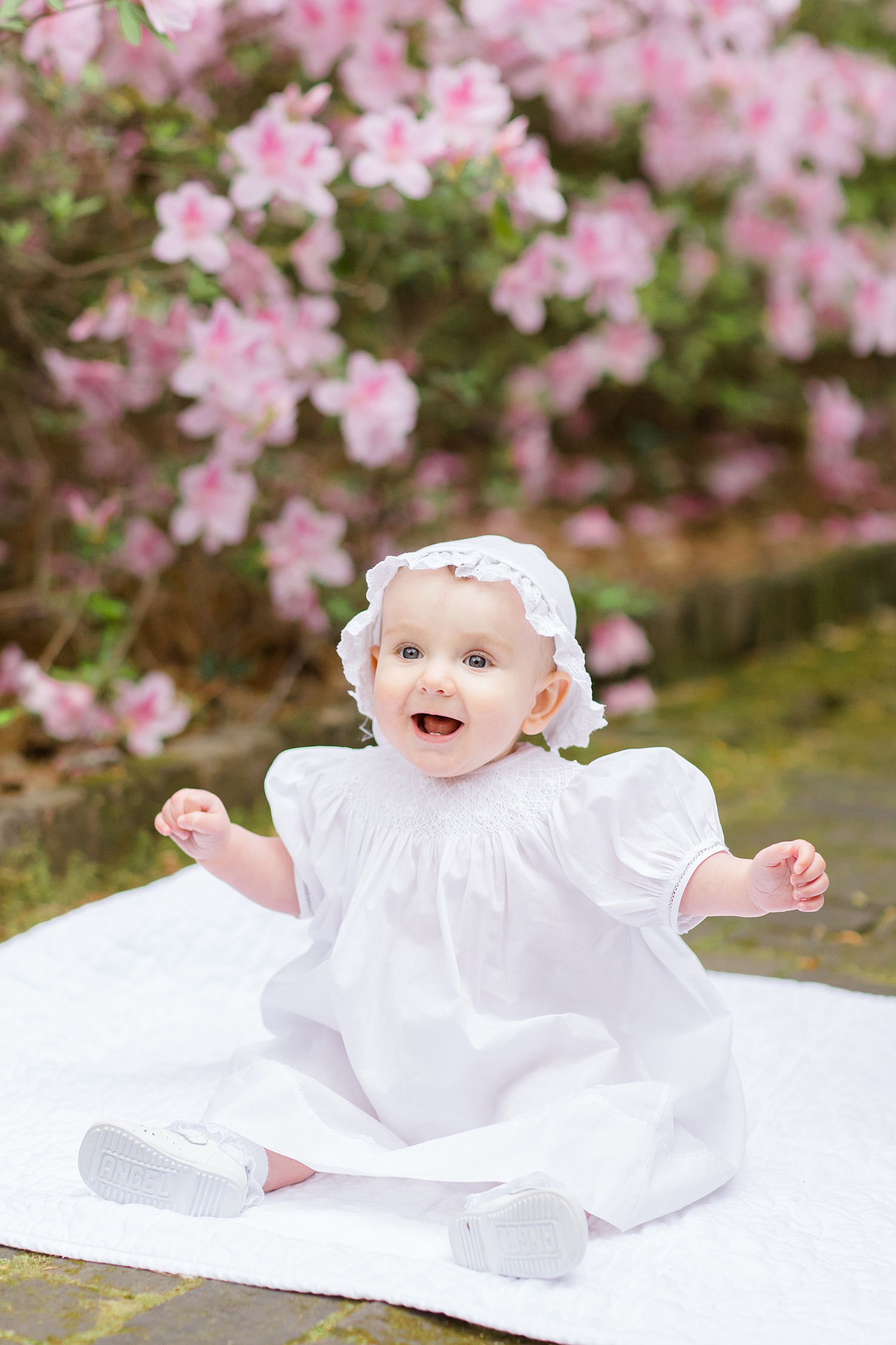 happy little girl during 9 month milestone session