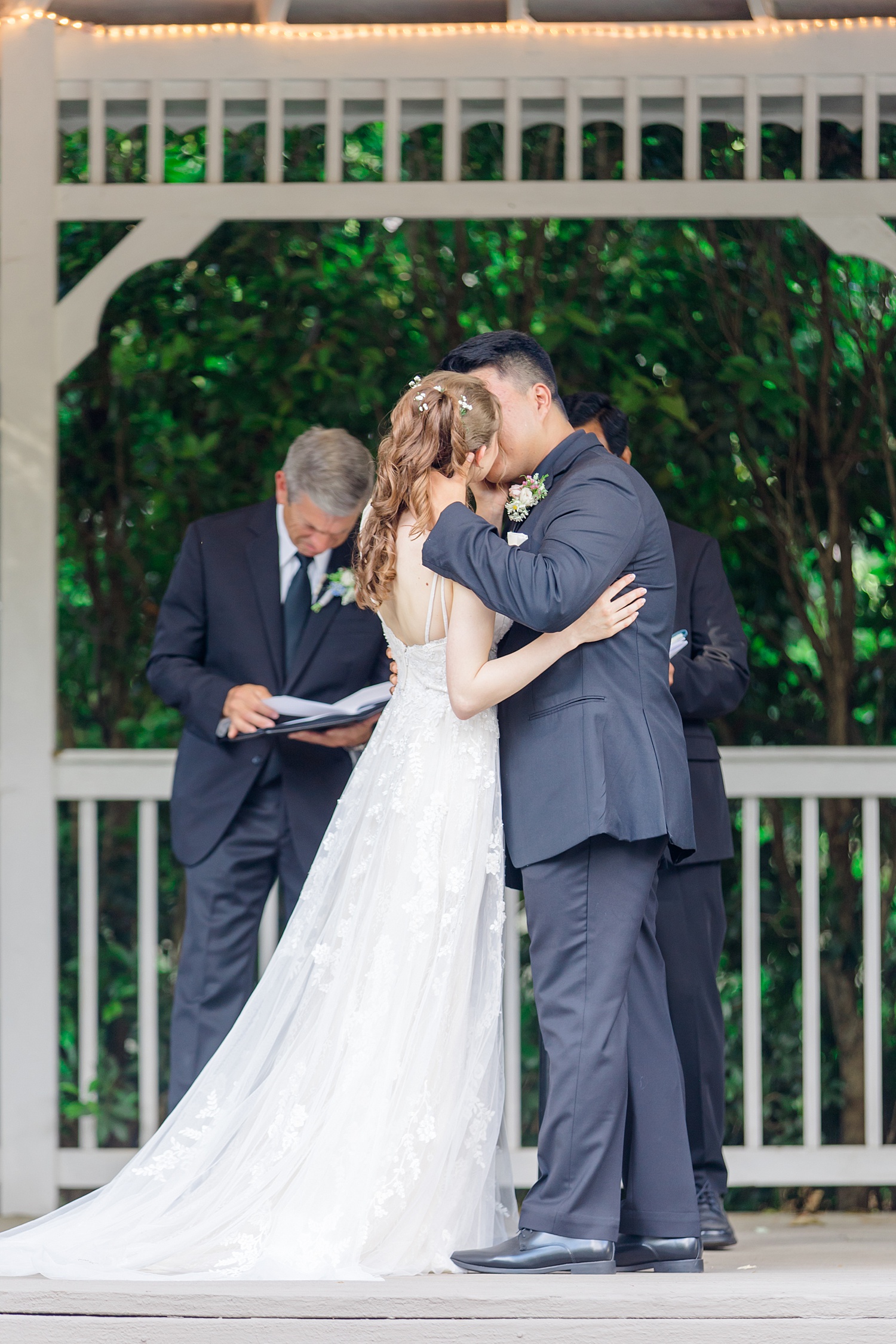 couple kiss as they are announced as husband and wife