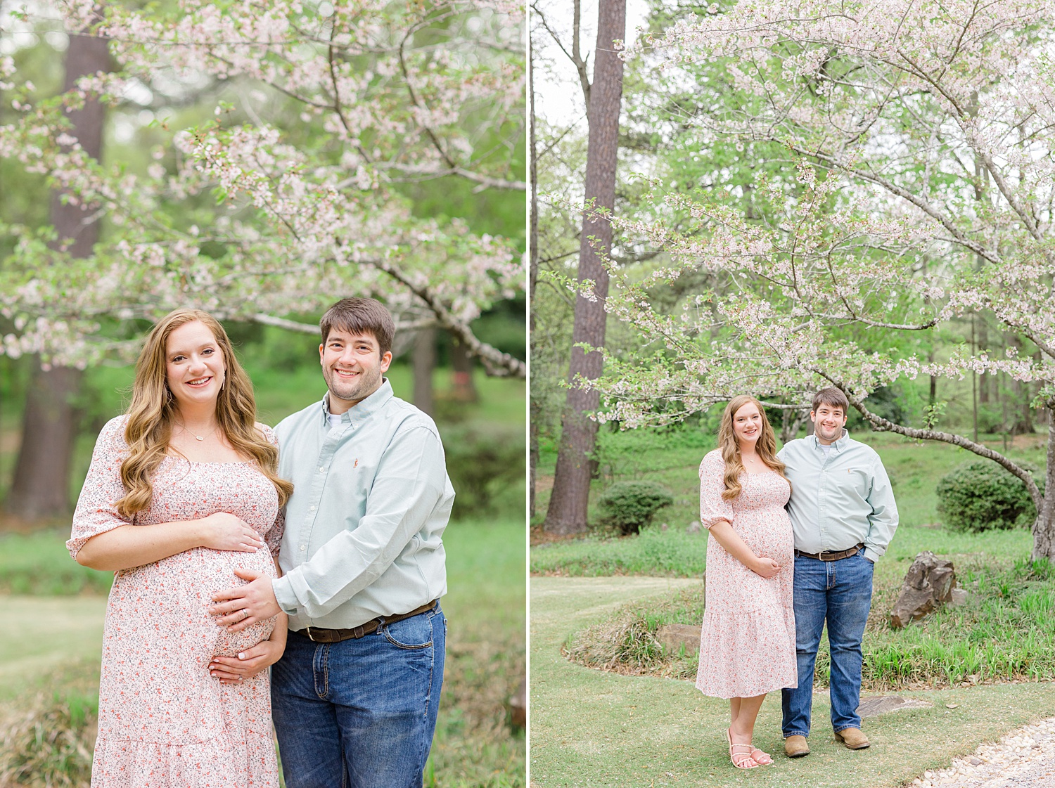 couple in front of beautiful tree during maternity session 
