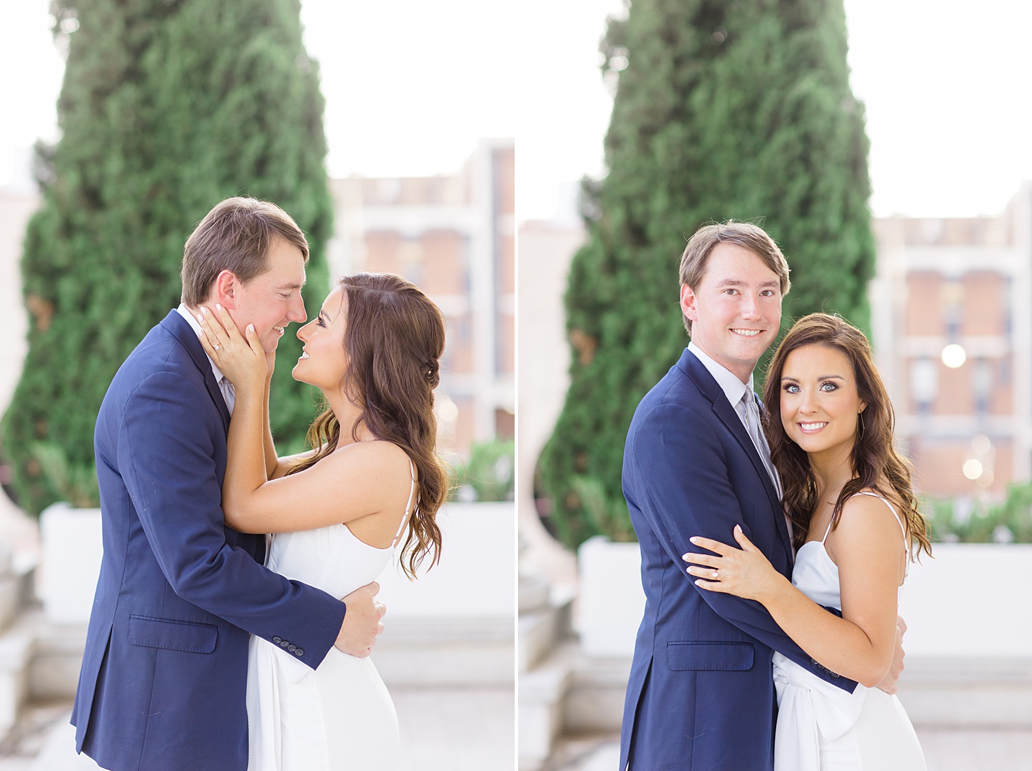 engaged couple during Downtown Birmingham Alabama Summer Engagement Session 