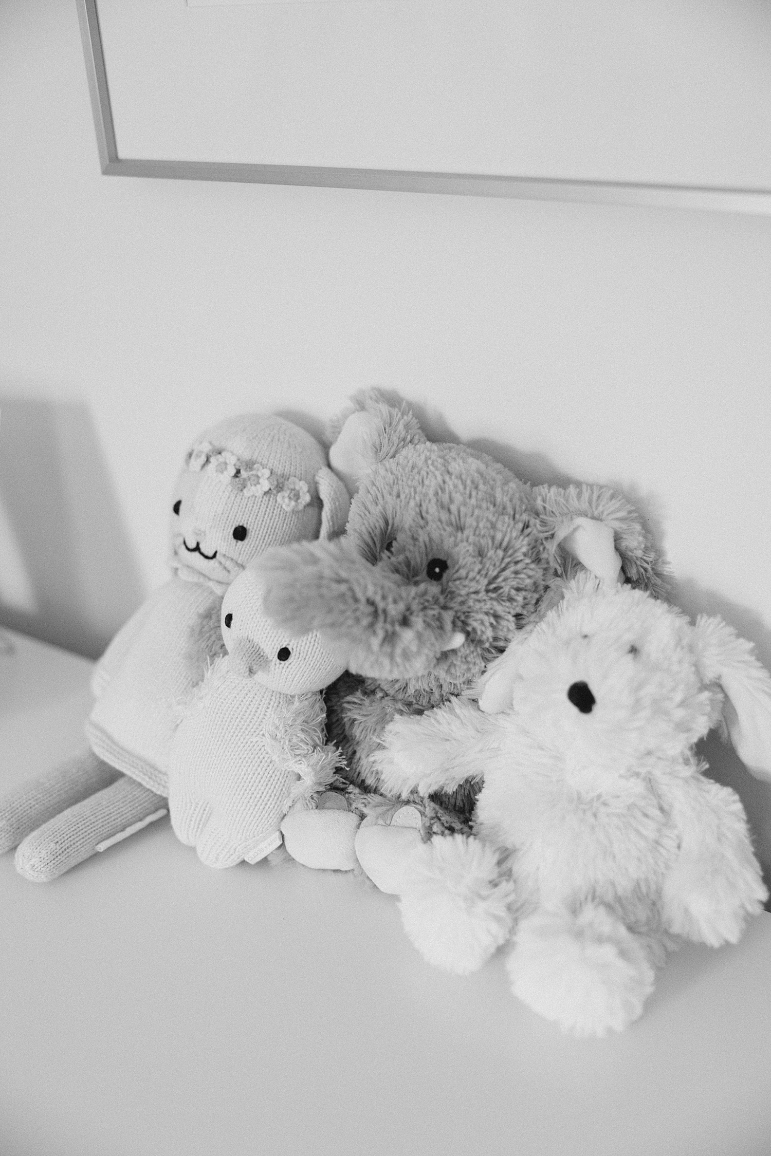stuffed animals from nursery of Birmingham In-home Newborn Session
