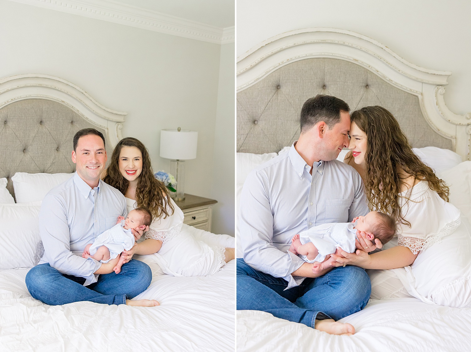 family of three during At-home Newborn + Lifestyle session