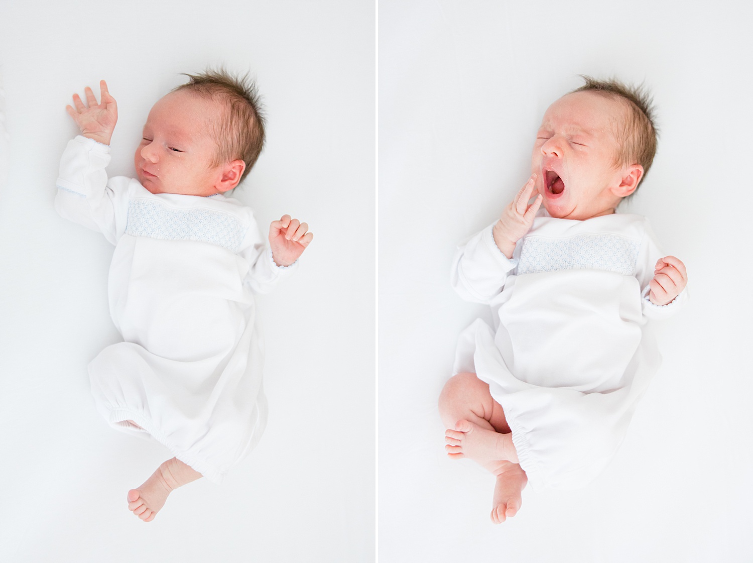 baby boy yawns and moves around during At-home Newborn + Lifestyle session