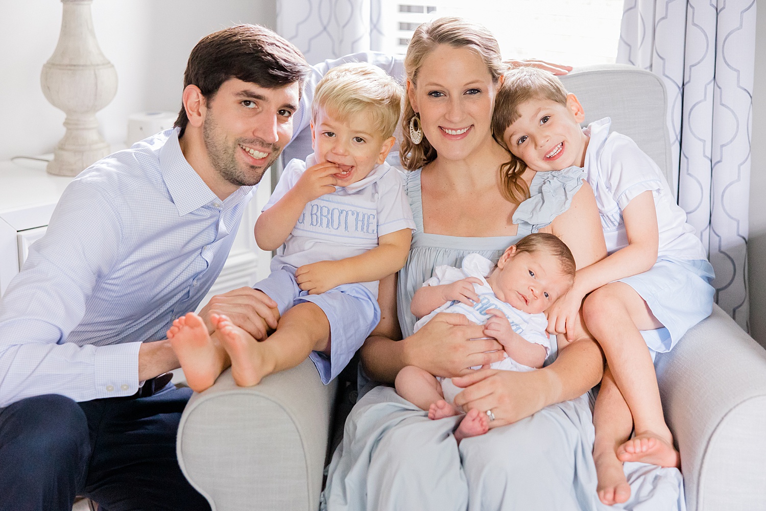 family of five during Newborn and Family Milestone Portraits in Mountain Brook, Alabama