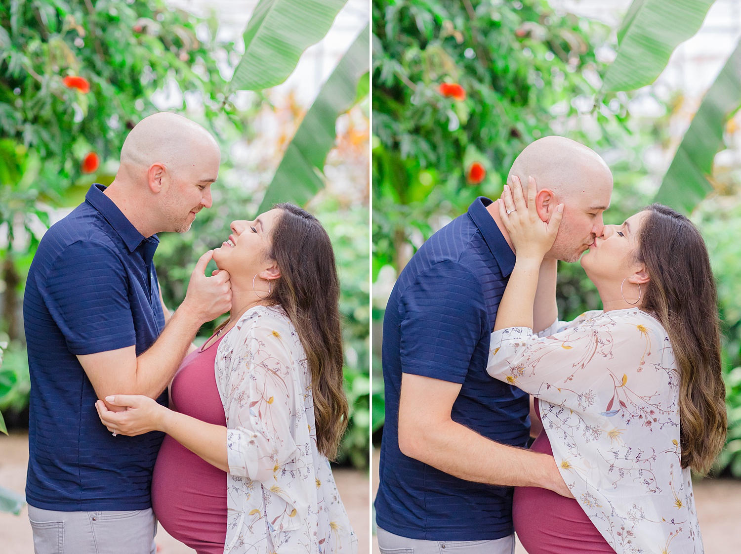 couple kiss during their engagement session