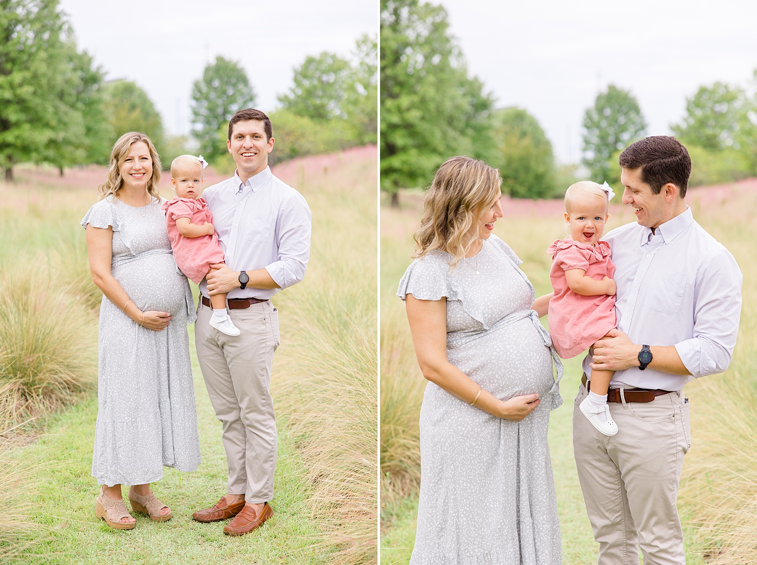 Family of three during family maternity session