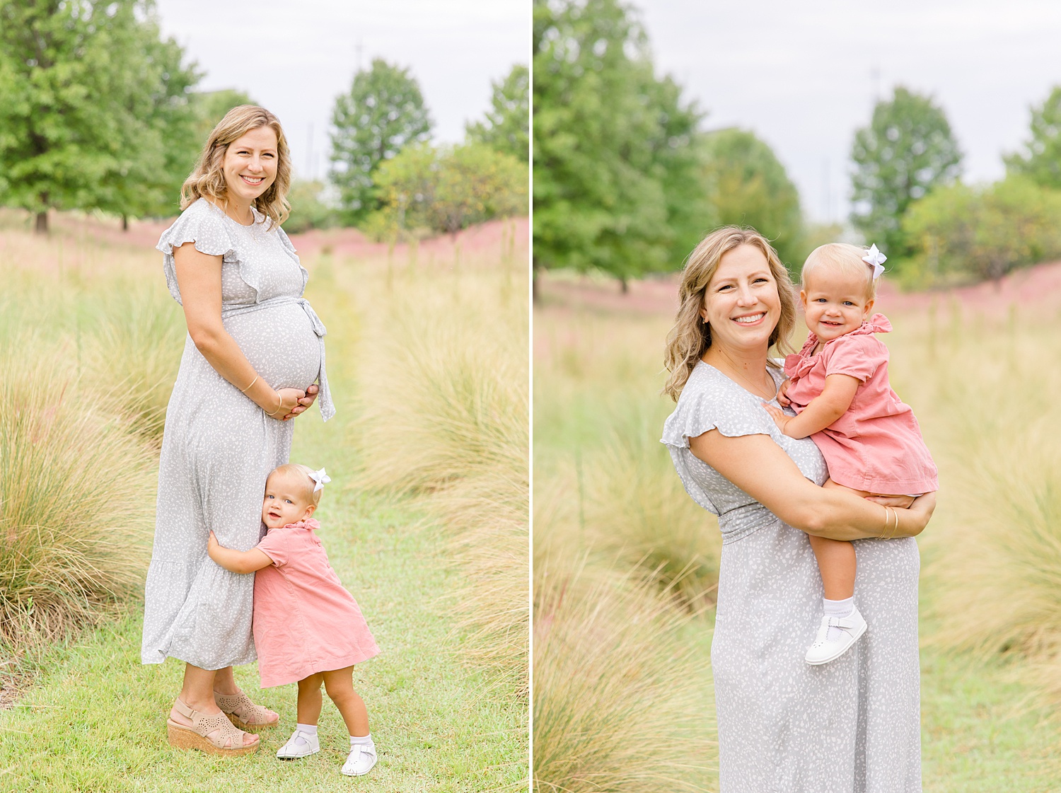 Maternity portraits of mom with little girl 