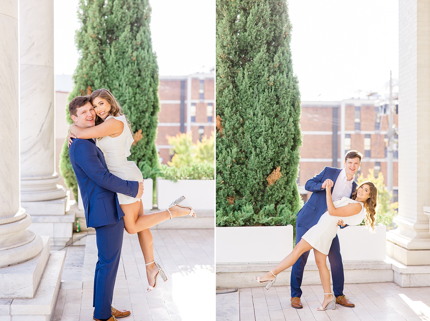 couple dance at Southside Baptist Church during Engagement in Downtown Birmingham