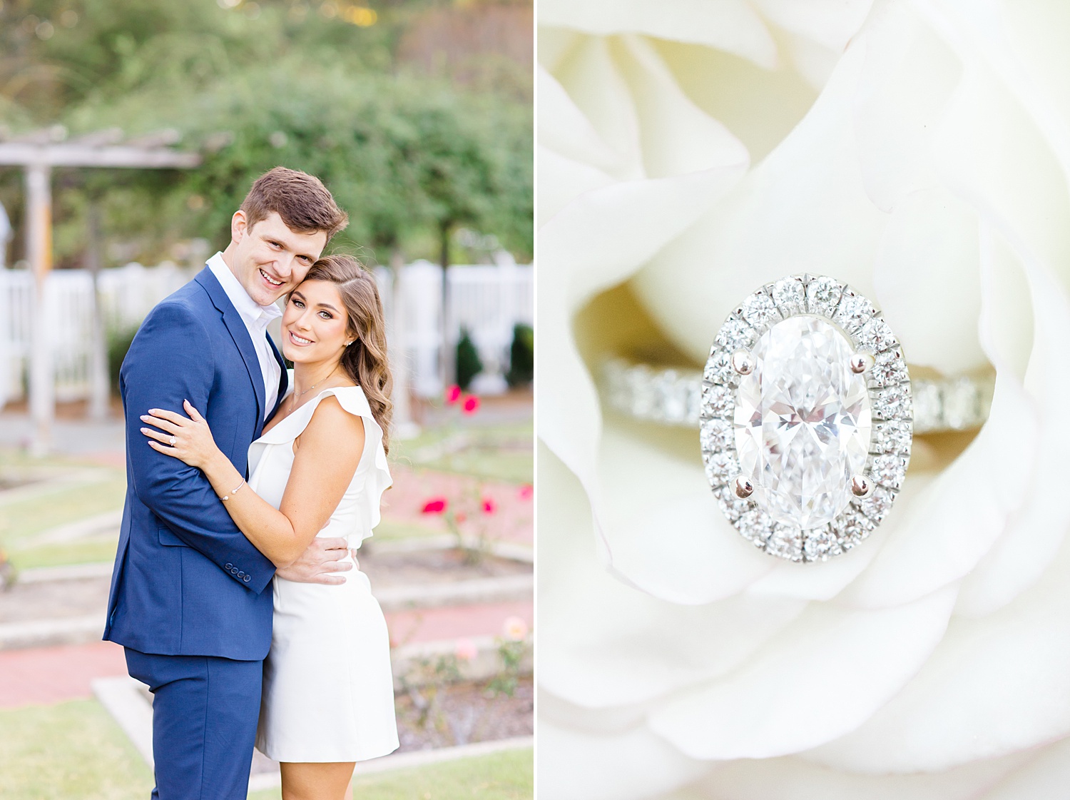engagement ring in white flower 