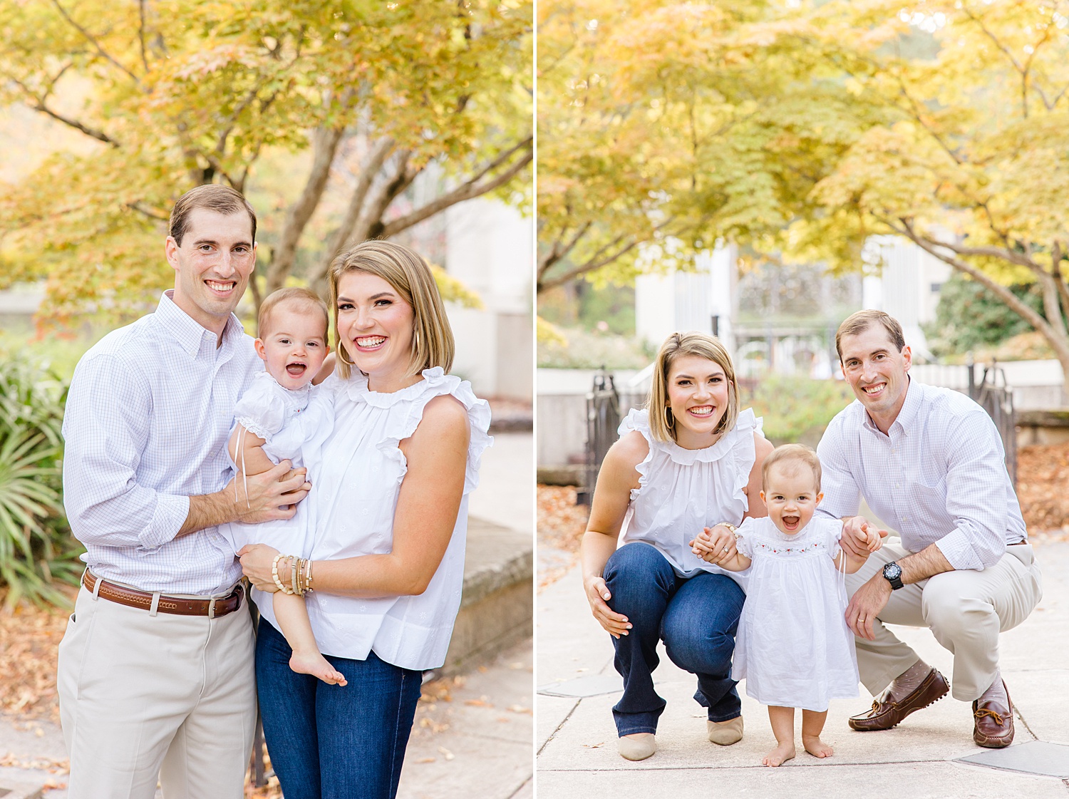 parents with their adorable little girl during Joyful Family Session at Birmingham Botanical Gardens