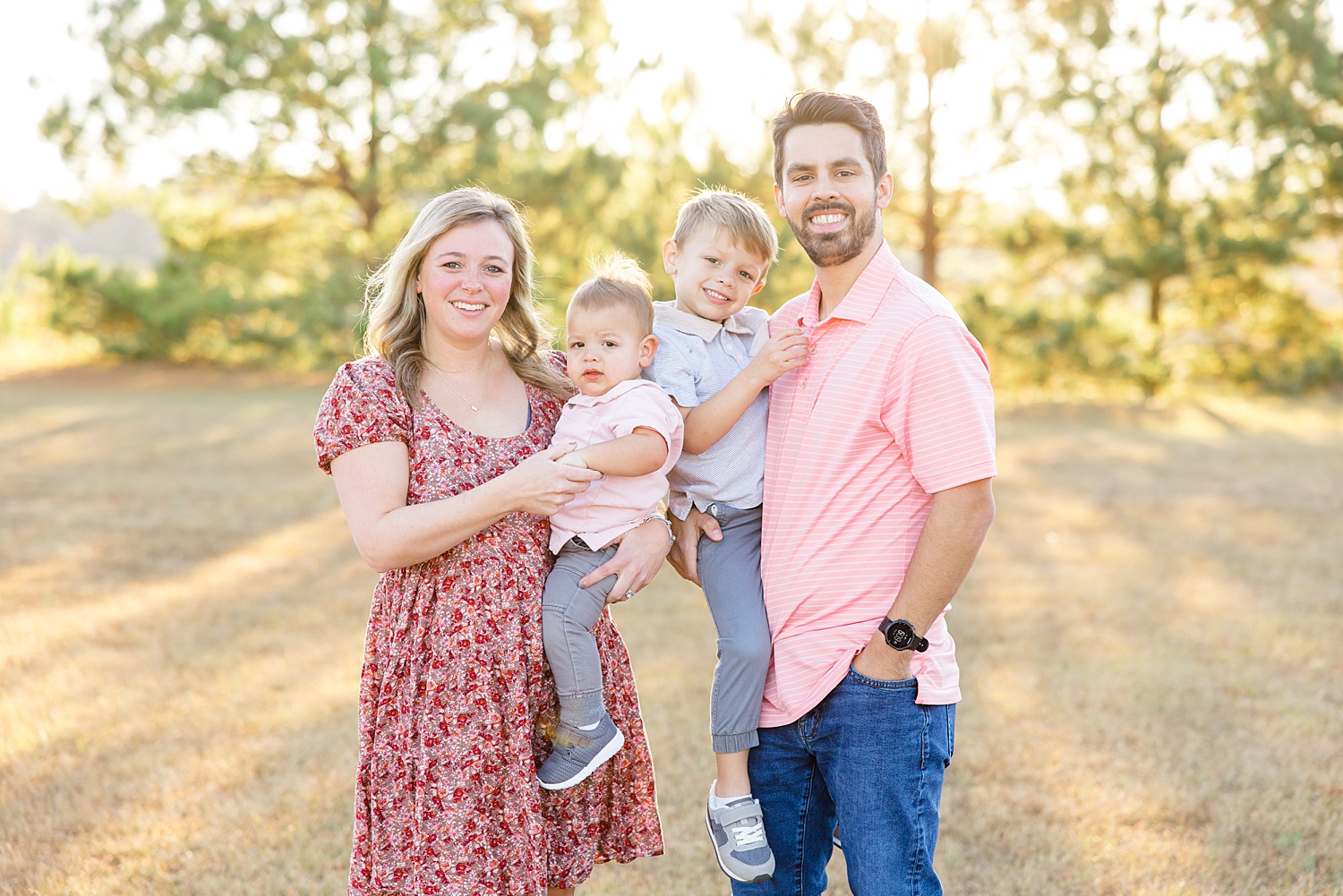 family of four during Birmingham Fall Family Session