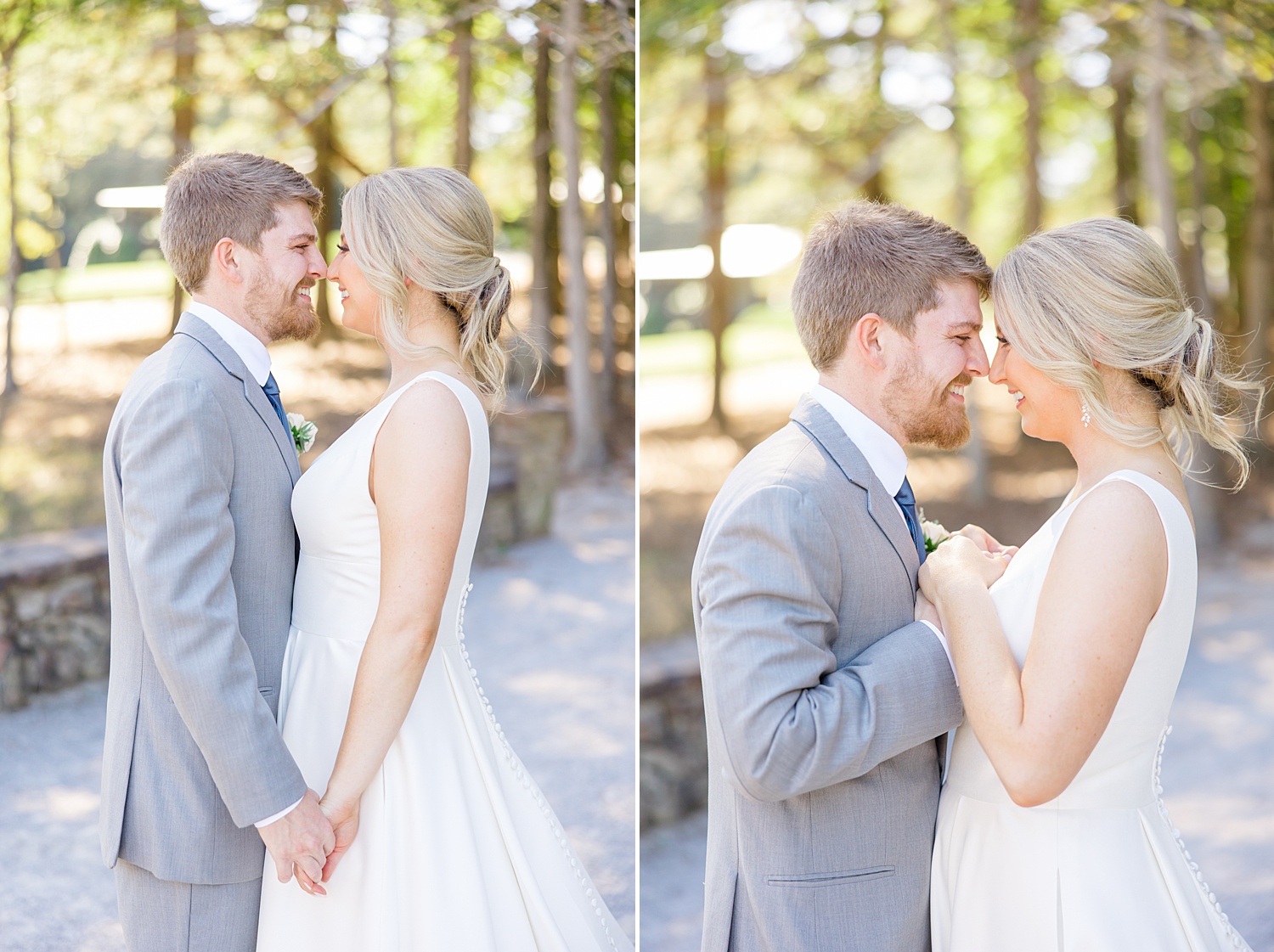 bride and groom share intimate moment before wedding ceremony 