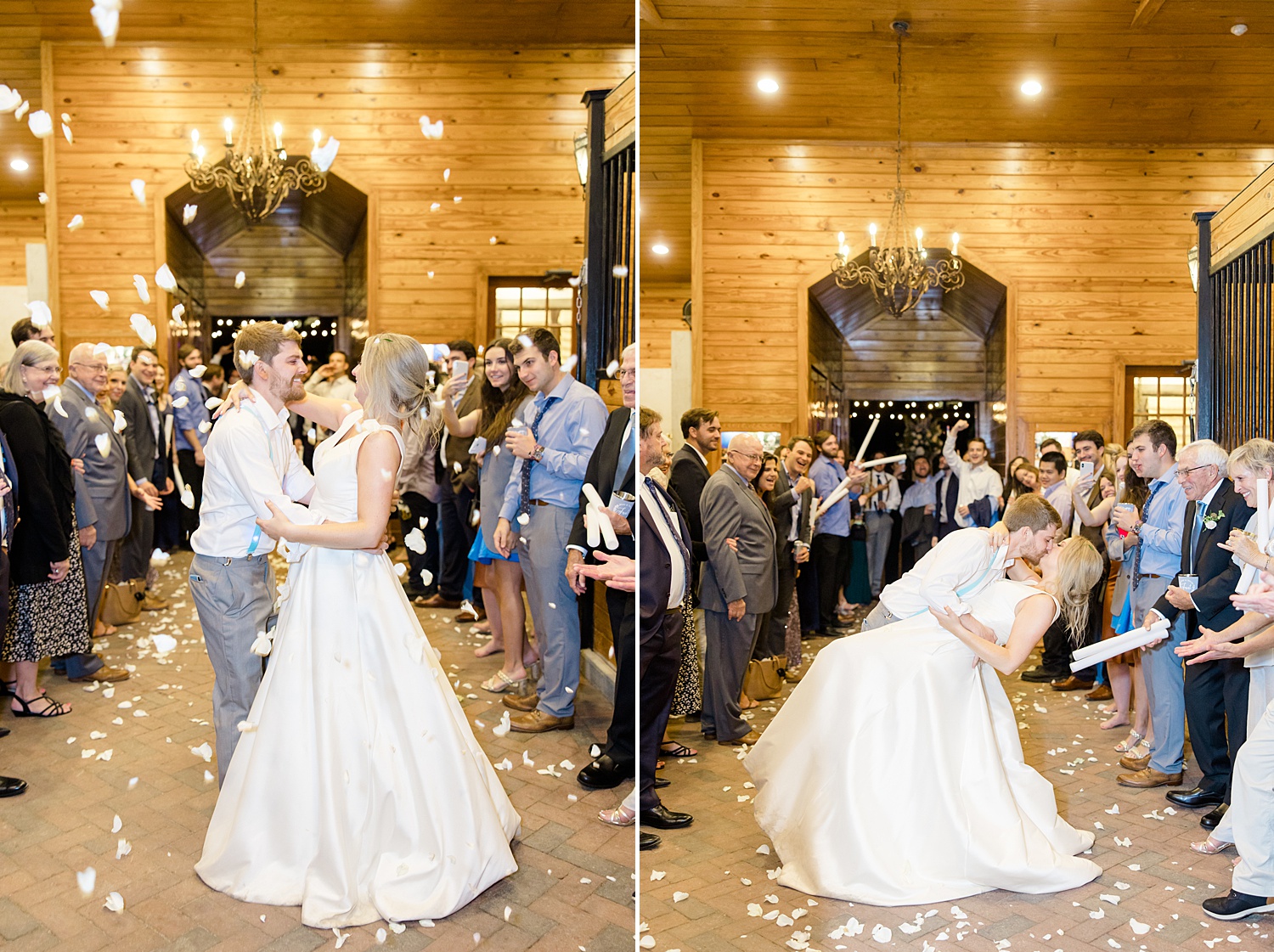 groom kisses bride at the end of wedding night 