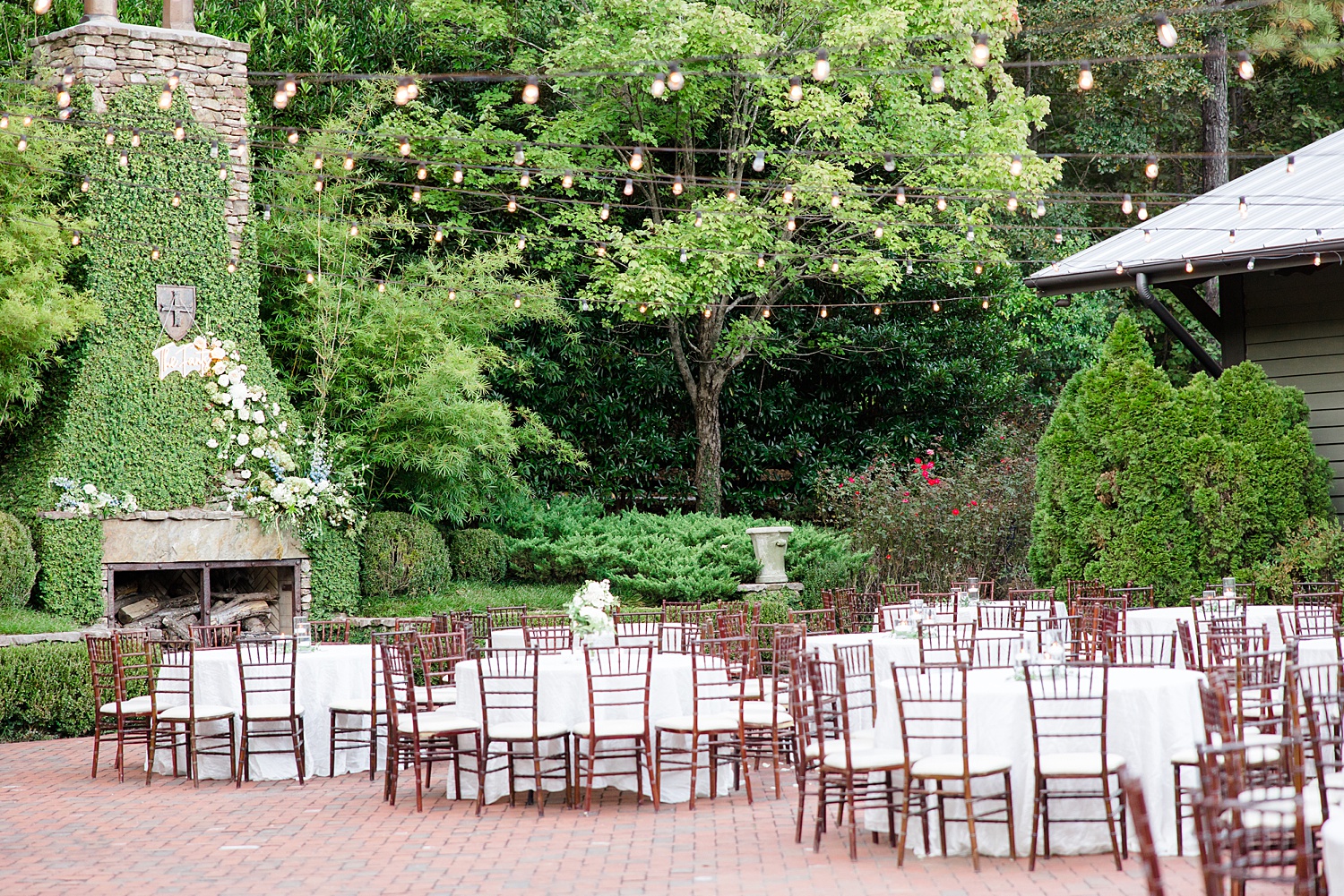 garden area reception at Elegant Windwood Equestrian wedding