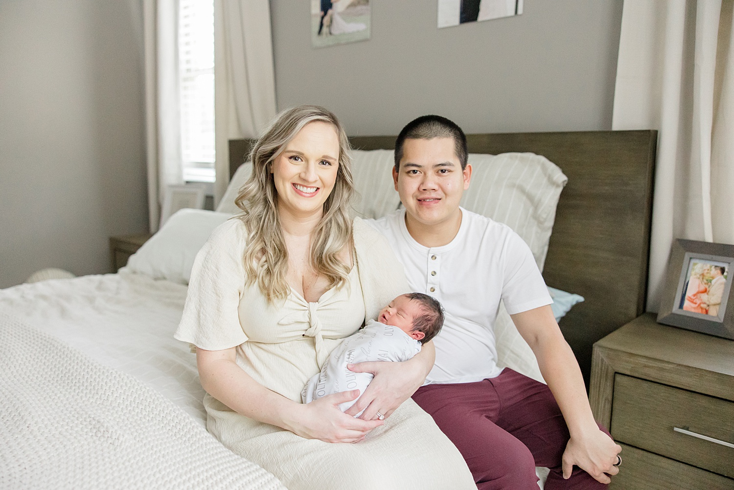 family of three during In-Home Newborn Session 