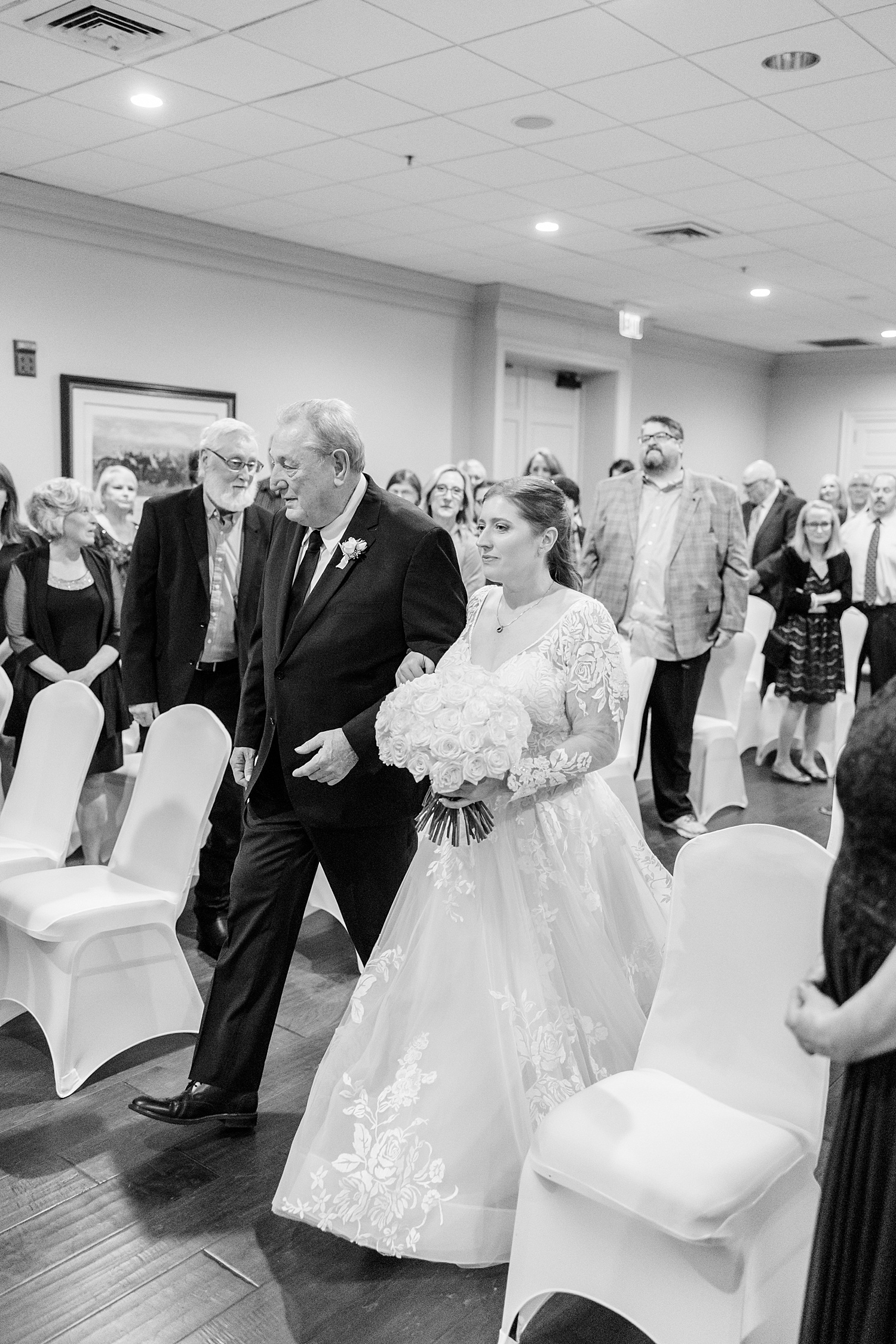 father walks daughter down the aisle at Vestavia Country Club Wedding in Vestavia, Alabama 