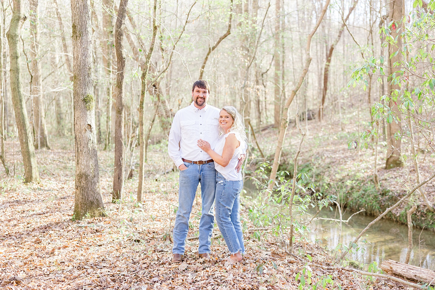 engagement session in woods 