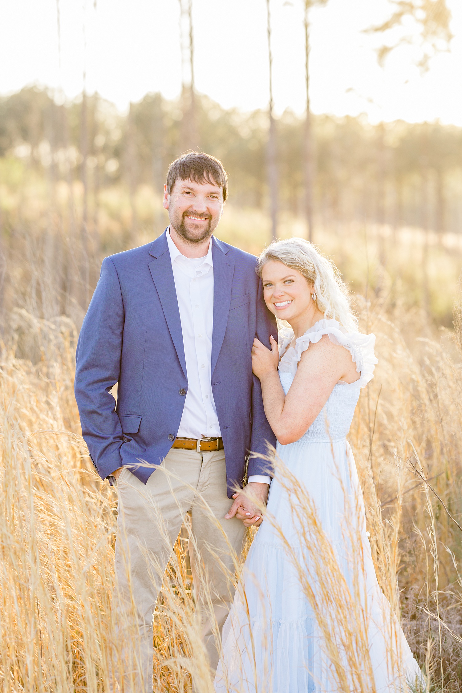Scenic Birmingham Engagement in field of tall grass