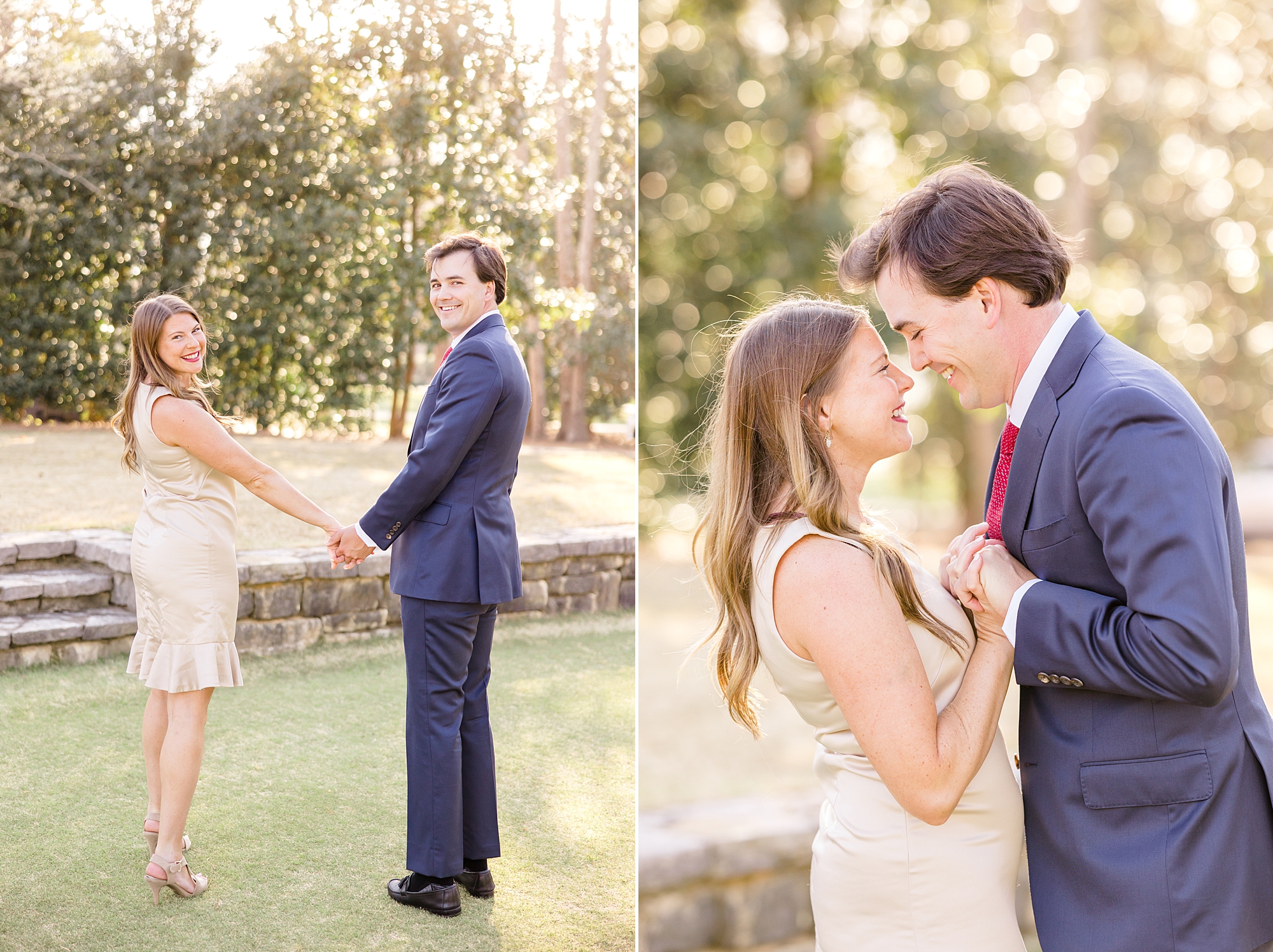 candid engagement portraits at Shoal Creek Golf and Country Club