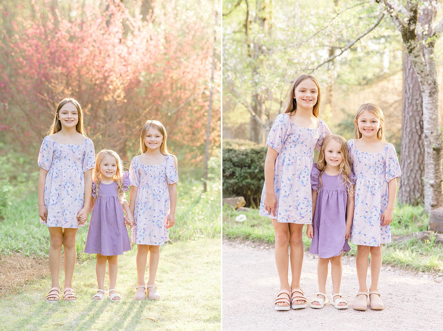 three sisters together for family portraits during spring mini sessions