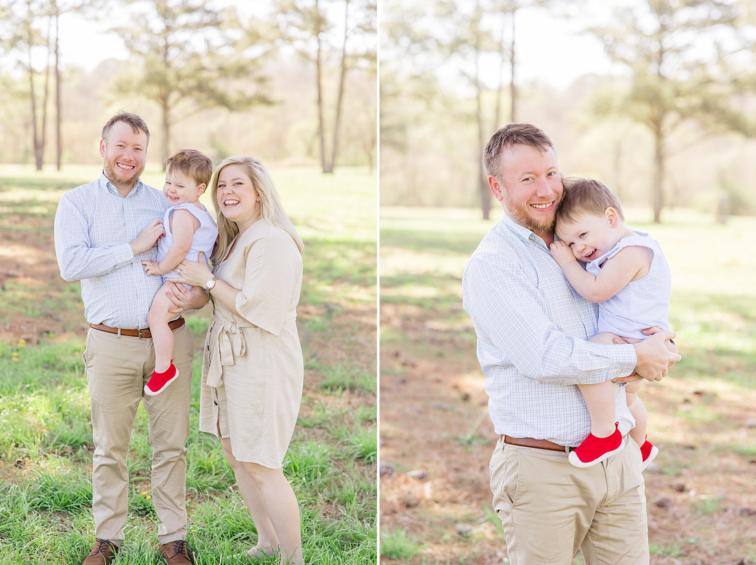 candid portrait of family during spring mini session
